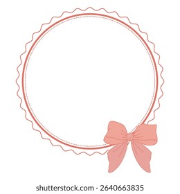 Elegant decorative pink frame with bow for design and decoration