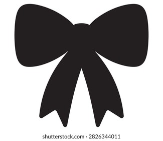 Elegant decorative ribbon bow knot icon with decoration celebration accessory silhouette ornament birthday christmas feminine minimalist isolated adornment occasion