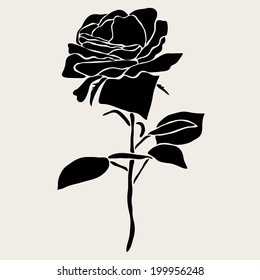 Elegant decorative rose, design element. Floral branch. Floral decoration for vintage wedding invitations, greeting cards, banners. Love symbol