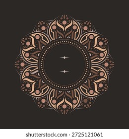 Elegant Decorative Round Border Frame Design with Ornate Details in Brown Tones