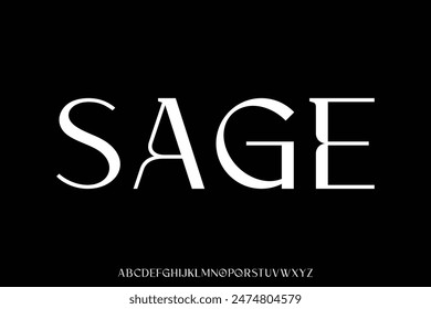 Elegant decorative sage alphabet display font vector illustration