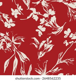 An elegant and decorative surface pattern with a hand-drawn feel. Like a contemporary interpretation of traditional floral motifs
