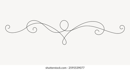 Elegant decorative swirl with intricate curls. Swirl design features delicate loops and curls. Perfect for invitations, decorative borders, or elegant design accents. Vintage vector illustration.