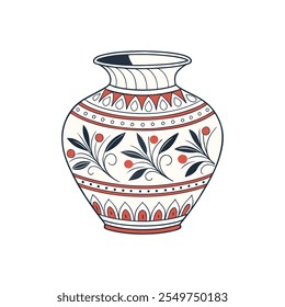 Elegant decorative vase illustration – floral patterned pottery design for art and craft themes