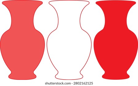 Elegant decorative vase illustrations rendered in three different artistic styles for versatile usage.