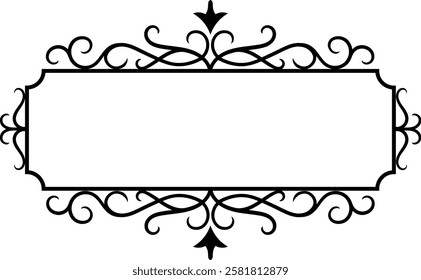 Elegant decorative vintage horizontal rectangular frame with swirls and flourishes is perfect for certificates, diplomas, wedding invitations or other official documents