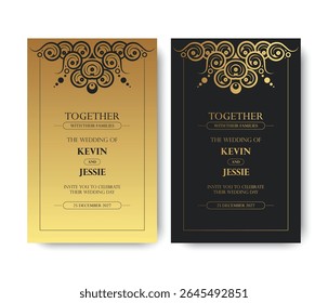 Elegant Decorative Wedding Invitation Design with Ornamental Swirl Pattern