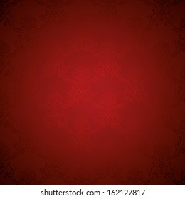 Elegant Deep Red Silk Royal Flower Pattern, vector