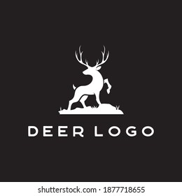 Elegant deer buck stag antler silhouette logo design