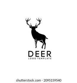 Elegant deer buck stag antler silhouette logo design