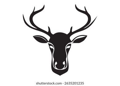 Elegant Deer Head with Antlers Vector Logo Icon