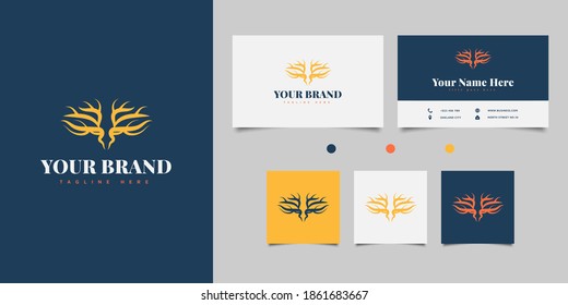 Elegant deer head logo design with antlers forming a tree trunk