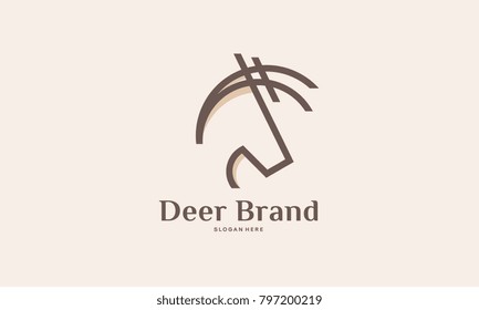 Elegant Deer Head logo designs vector in line art style