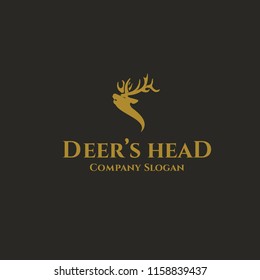 Elegant deer head logo template for your company. Come with gold color for luxury branding.