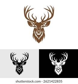 Elegant deer head mascot silhouette vector logo design template.