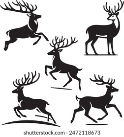 Elegante diseño de Vector de silueta de cabeza de ciervo, perfecto para logotipos, decoración y ropa. Cuenta con líneas limpias y detalles intrincados, capturando la majestuosidad de los ciervos en un estilo minimalista.