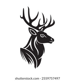 Elegant Deer Head Silhouette Vector Illustration.