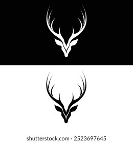 Elegante Deer Logo Design elegante Stag Head Icon em preto e branco