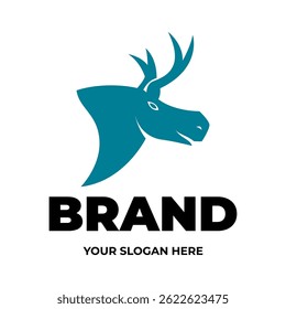 Elegant deer logo with minimalist design, symbolizes freedom, agility, Ideal for business branding, or zoo. Clean and professional vector design, easy to customize for various needs.