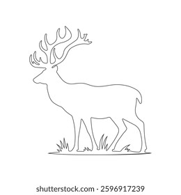 Elegant Deer Outline Drawing Minimalist Wildlife Art. 