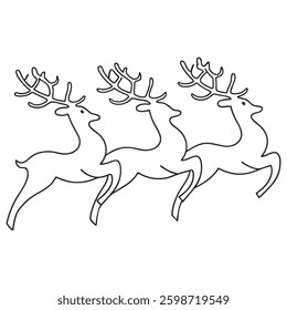 Elegant Deer Running Minimalist Continuous Line Drawing for Modern Art 