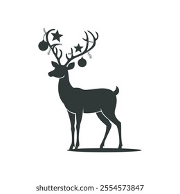 Elegant Deer Silhouette with Holiday Decorations