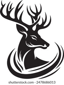 Elegant Deer Silhouette Vector on White Background