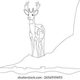 Elegante Hirsch-Vektorgrafik - stilisiertes Waldtier-Design auf weißem Hintergrund.