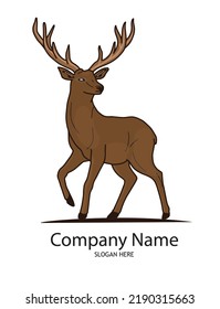 Elegant deer wild logo for graphic, pattern, logo, tattoo, design, badges. Vector illustration isolated on white background.