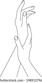 Elegant delicate woman's hand, line art, Realistic Gestures, Vector Illustration