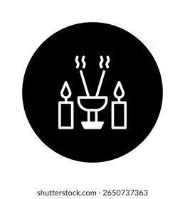 Elegant depiction of candles and incense with minimalist design for serene and contemplative themes, symbol of spirituality