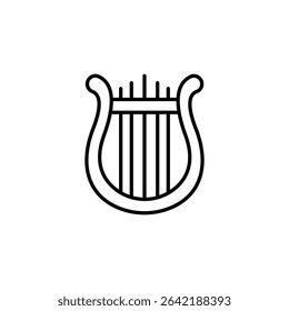 Elegant Depiction Of A Linear Designed Harp On Transparent Backdrop