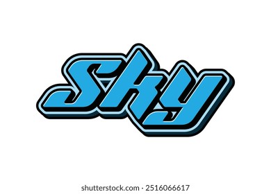 elegant design 3d text effect word "sky"