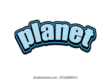 elegant design 3d text effect word "planet"