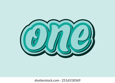 elegant design 3d text effect word "one"