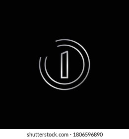 Elegant Design of I Alphabet . Silver Enclosure Logo Design For Letter I. Uppercase Letter I is Enclosed in Two Circle. Modern and Unique Logo Design For Letter I.