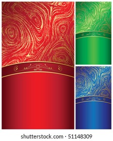 Elegant design backgrounds with gold moire in three colors