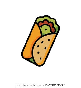 An elegant design of a burrito suitable for restaurant menus and promotional materials.