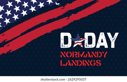 Design elegante com um fundo azul profundo e sotaques de estrelas suaves, representando um tributo respeitoso aos heróis do Dia D.