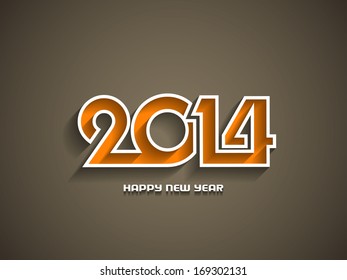 elegant design element of happy new year 2014 on brown color background. vector illustration