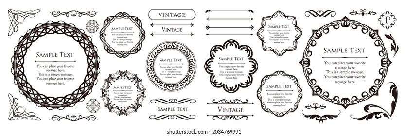 Elegant design element set. Antique frame design and lines. Luxury decorative design.