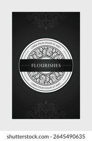 Elegant design featuring flourishes within a circular frame