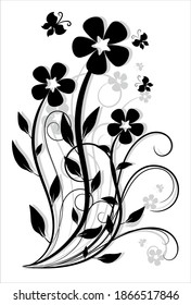 Elegant design of flowers and butterflies. It can be used for decorating rooms, clothing, textiles. Booklets and business cards