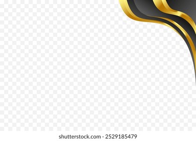 Elegant design for footer and header featuring a wavy Black and gold vector background.