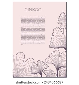 elegant design with ginkgo leaves outline. vector template for web banner, package, poster and more