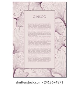 Elegantes Design mit Ginkgo lässt dünne Umrisse. Vektorvorlage für Webbanner, Paket, Poster und mehr