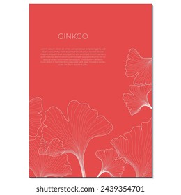 elegant design with ginkgo leaves thin outline. vector template for web banner, package, poster and more