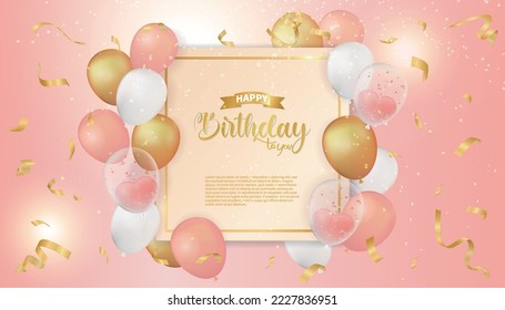 Elegant design of happy birthday background design with realistic balloons