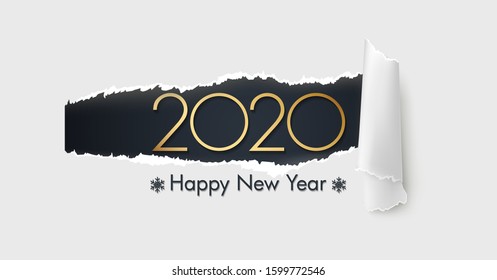 Elegant design happy new year 2020 banner background. Holiday vector illustration of golden metallic numbers 2020