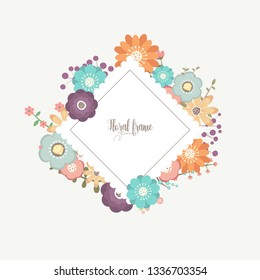 Elegant design illustration of floral frame template with text inside 